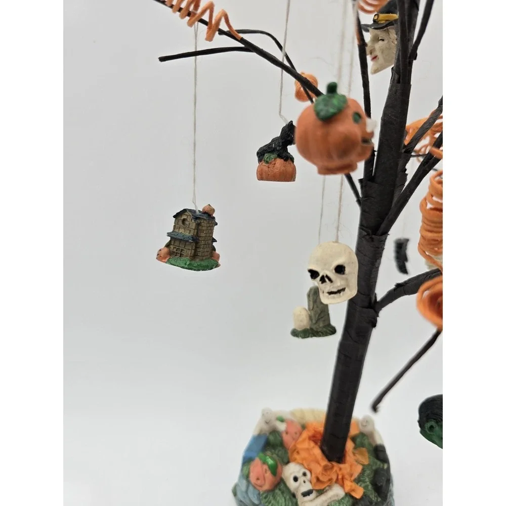 Halloween Village‎ Tree with Miniature Ornaments Tabletop Decoration